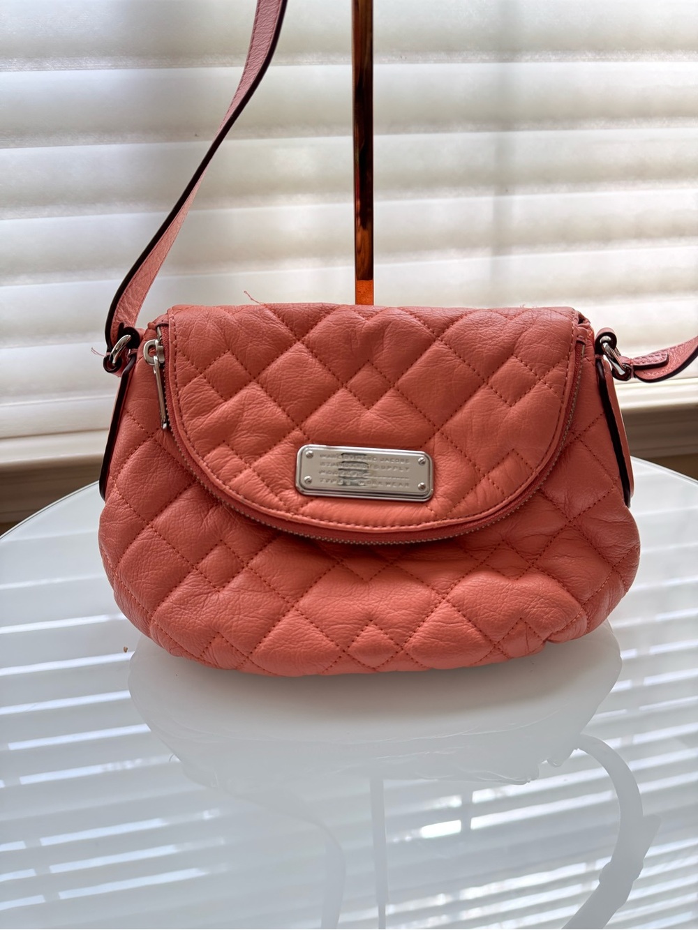 Marc Jacobs Quilted Coral Leather Flap Crossbody